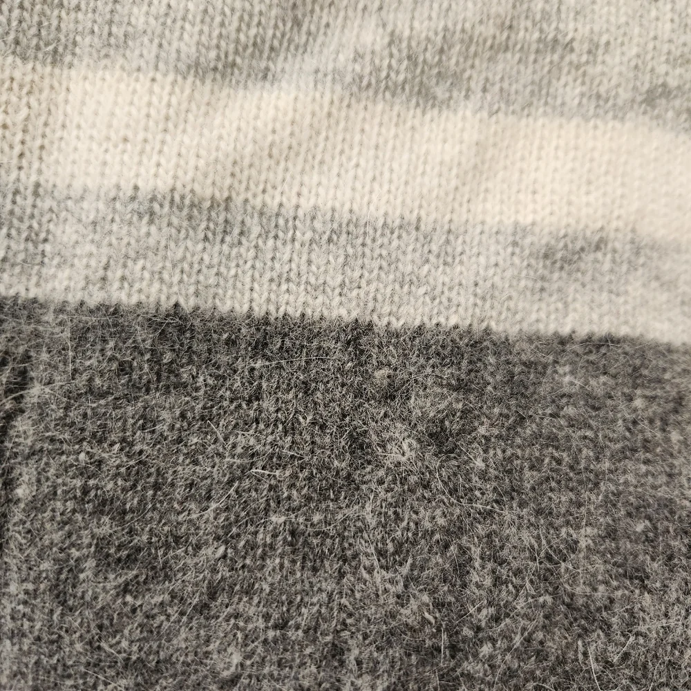 Vintage Ron Chereskin Lamswool Angora Rabbit Hair Men's Gray Striped  Sweater